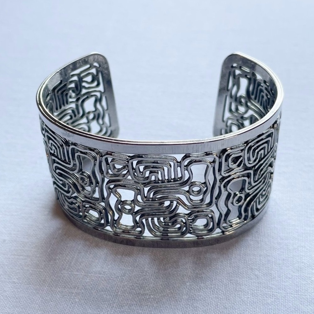 Shiny Pewter Cuff Bracelet